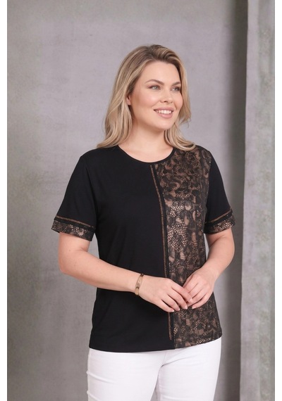 Aytemas Leopar Desenli Taş Detaylı Bluz Siyah/leopar