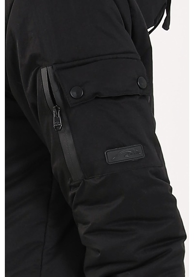 Maraton Sportswear Regular Kadın Kapşonlu Uzun Kol Basic Siyah Parka 21418 Siyah - Siyah