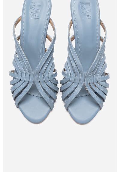 Luvi Shoes Olıvera Bebe Mavi Cilt Kadın İnce Topuklu Terlik