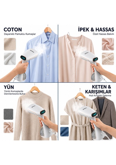 Buharlı Kırışıklık Giderici Dik Ütü 2 Mod 320ml Su Kapasite Dk 26g Buhar Dokunmatik Ekran Ssı-6634 5250