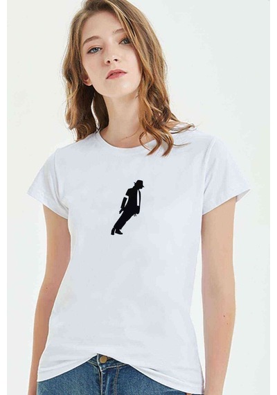 Michael Jackson Baskılı Beyaz Kadın Tshirt (534301796)