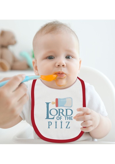 BK Kids Lord Of The Piiz Tasarımlı Kırmızı Bebek Mama Önlüğü-1 Kırmızı