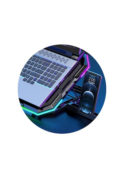 Classone Mila Serisi 13-17 İnch Uyumlu M6 R-type 2200 Rpm, Rgb Işıklı, 6 Fan, Telefon Stand, Notebook Soğutucu Stand