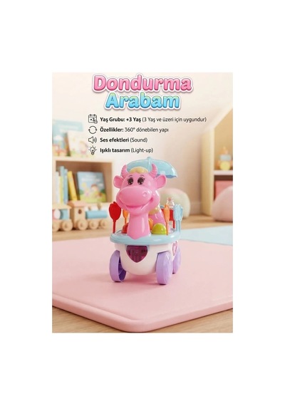 Sesli Işıklı Benim Dondurma Arabam Evcilik Oyuncağı