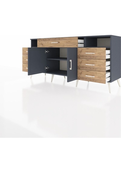 Hyperion Konsol 4 Raflı 7 Çekmeceli 2 Kapaklı 176x44x83 Antrasit-antrasit/çam Antrasit/çam Hyperion Konsol 4 Raflı 7 Çekmeceli 2 Kapaklı 176x44x83 Antrasit-antrasit/çam Antrasit/çam