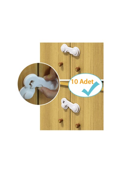 Evokids Çift Kapaklı Dolap Kilidi (10 Adet) Çok Renkli