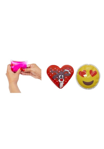 Emoji Kırmızı Geyik Cep Sobası,el Isıtıcı,2 Adet Sıcak Su Torbası