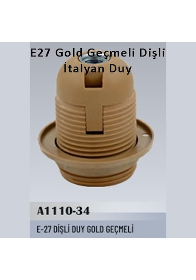 10 Adet E27 Gold Geçmeli Dişli İtalyan Duy