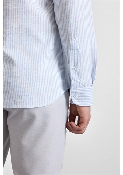Süvari Buz Mavi Slim Düğmeli Yaka Casual Gömlek Gm1008400366-m01