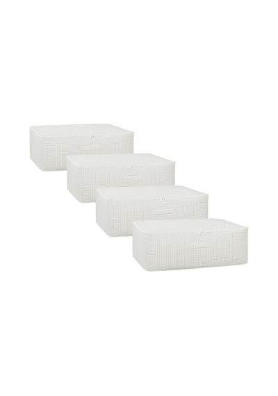 Home Wave 4'lü Büyük Boy Gri Pötikare Baza Altı Hurç Set 62 x 46 x 22 cm