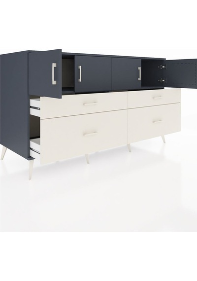 Kronos Konsol 2 Raflı 4 Çekmeceli 4 Kapaklı 176x59x99 Antrasit-an Antrasit-antrasit/aytaşı