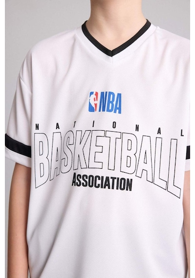 Defacto Nba New Regular Fıt V Yaka Kısa Kollu Tişört Erkek Çocuk H2898a826hswt34 Beyaz-wt34