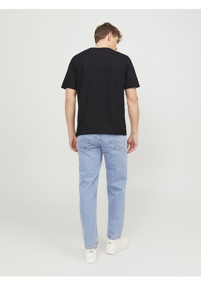 Jack & Jones Jack Jones Baskılı Bisiklet Yaka Tişört 12250411 Siyah