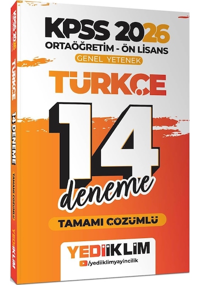 Yediiklim 2026 Kpss Ortaöğretim Ön Lisans Genel Yetenek Türkçe Tamamı Çözümlü 14 Deneme