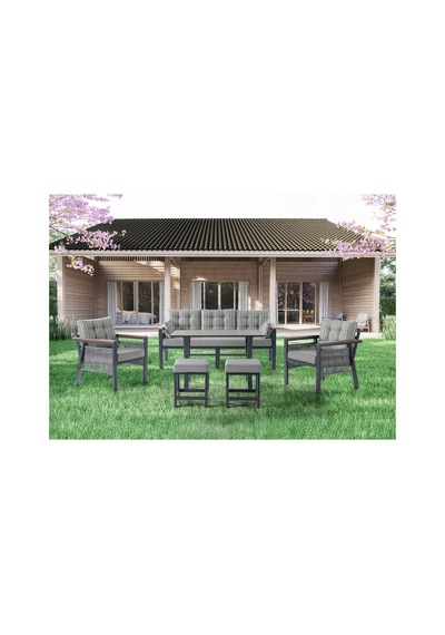 Alüminyum Alaçatı 3+1+1+masa 70 120 +2puf Bahçe Balkon Mutfak Takımı