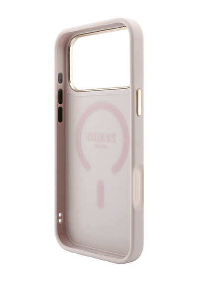 Apple iPhone Uyumlu 18 Pro Max Kılıf Guess Lisanslı M-safe  C-magnet 4g Desenli Yazı Logolu Kapak Pembe