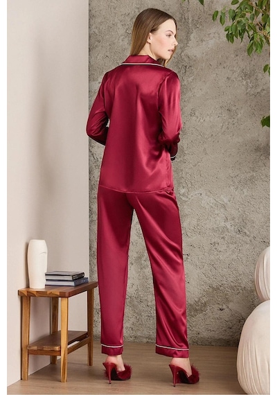 Pierre Cardin Kadın Saten Boydan Düğme Pijama Takımı 1200 001