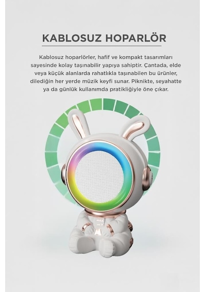 Özel Üretim Kıdmıc-05 Beyaz Tavşan Figürlü Speaker Taşınabilir Şarkı Mini