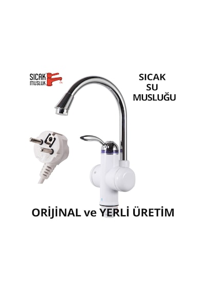 Sıcak Musluk Elektrikli Ani Su Isıtıcı Termal Şofben Musluk Asg-1B Beyaz