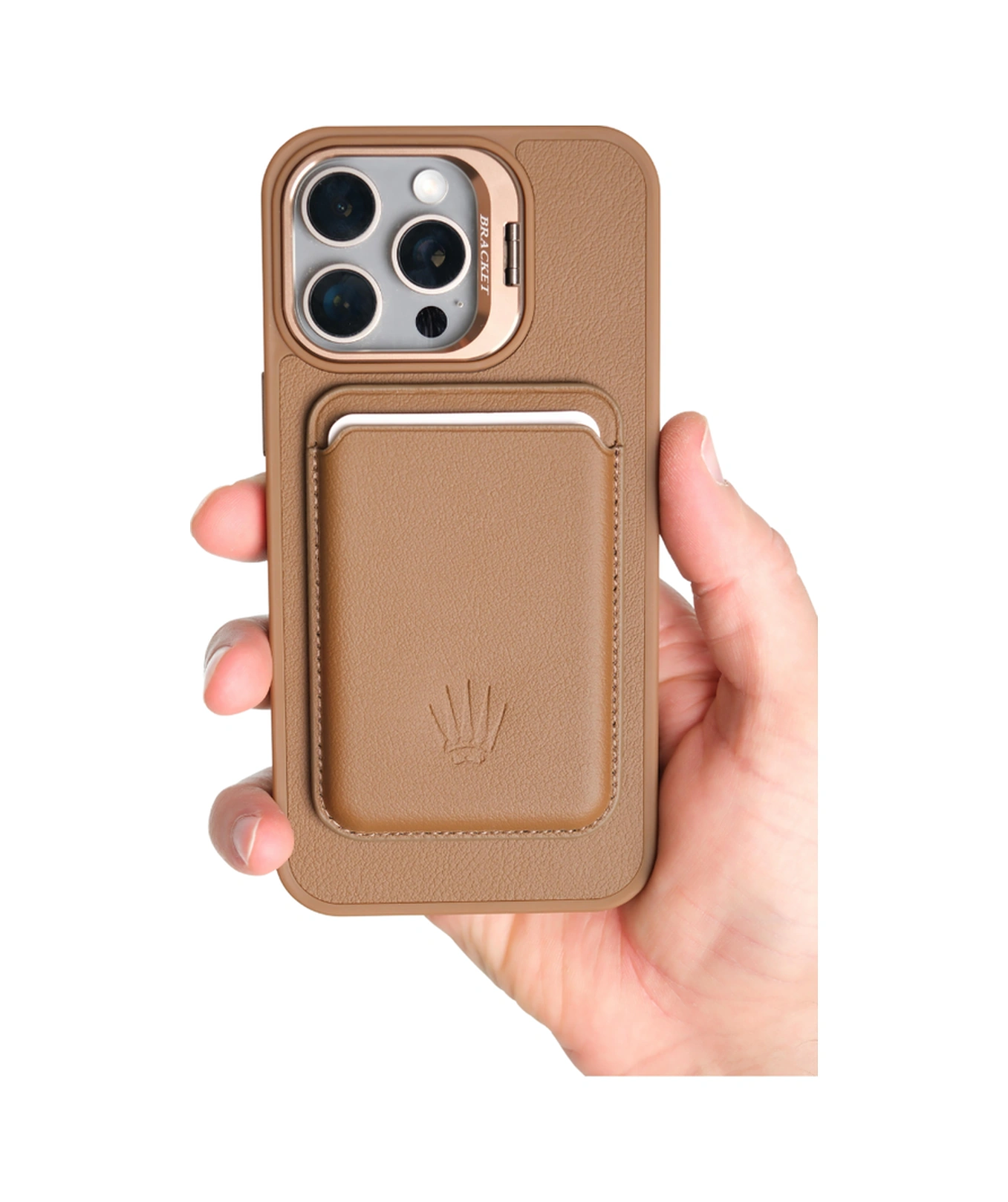 Primecase Apple Uyumlu iPhone 15 Pro Max Kahverengi Manyetik Özellikli Standlı Deri Kılıf+kartlık Kahverengi