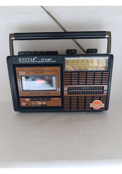 Nostalji Radyo Kaset Çalar Bluetooth Hoparlör Klasik Radyo - Kahverengi- Tek Ebat