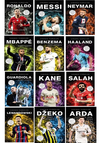 Sahanın Yıldızları Messi - Arda - Dzeko Poster Sticker Futbolcu Kartı Hediyeli Toplam 12 Kitap