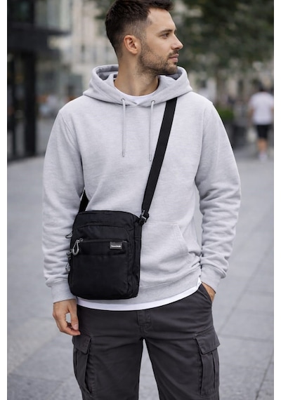 Sanmorris Unisex 5 Bölmeli Suya Dayanıklı Paraşüt Kumaş Organizer Çanta 25x21 Siyah