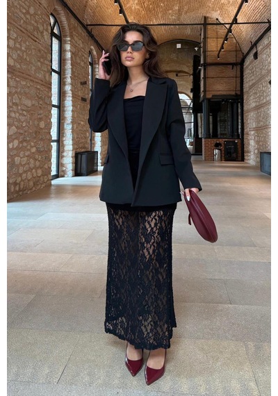 Madmext Siyah Astarlı Kadın Blazer Ceket Mg2508 Siyah