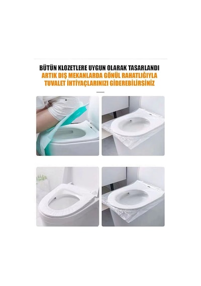 Şeffaf Klozet Kapağı Kılıfı 25 Adet Diğer