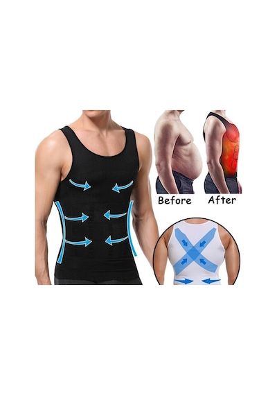 Sauna Suit Premium Erkek Korse Toparlayıcı Bel Göğüs Göbek 2 Beden Incelten Siyah