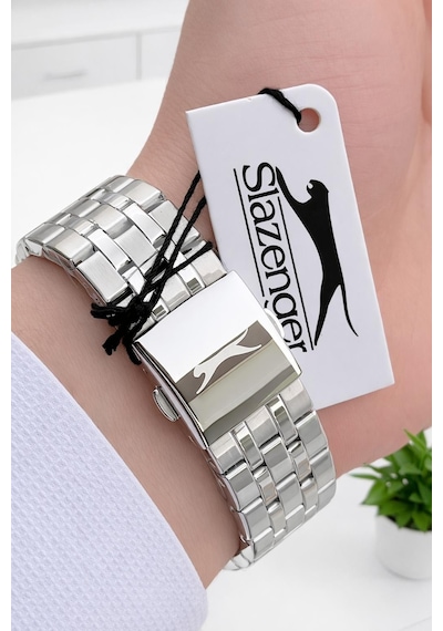 Slazenger Otomatik Seri Mehtap Ve Güneş Kadranlı İtalyan Bileklik Hediyeli Erkek Kol Saat O.2611.390 Gümüş