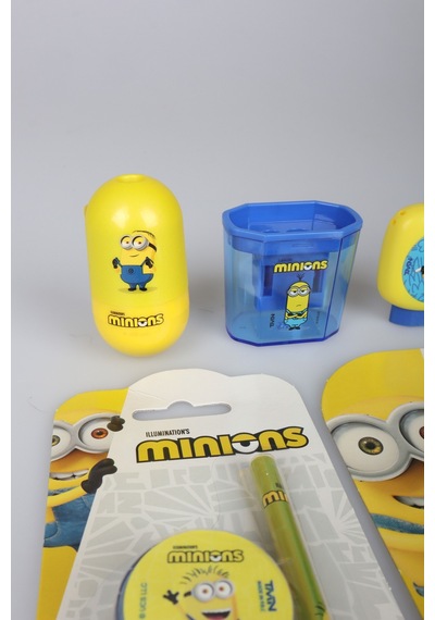 X Dekomus , Lisanslı Minions 12 Parça Kırtasiye Seti Silgi,kurşun Kalem,not Defteri,kalemtraş Diğer