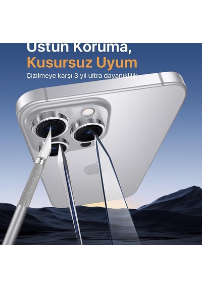 Premium Safir Kamera Lens Koruyucu İphone 17 Pro / 17 Pro Max, Havacılık Sınıfı Alüminyum Çerçeve, Ultra Hd Netlik, Çizilmeye Karşı Üstün Koruma Deep Blue, İphone 17 Pro / 17 Pro Max