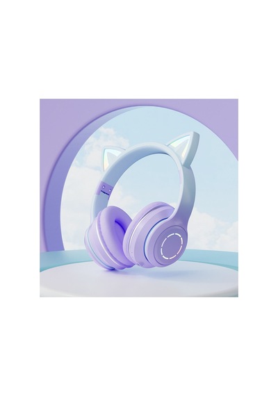 Kulak Üstü Bluetooh Kulaklık Rgb Işıklı Katlanabilir Stero Oyun Ve Müzik Kulaklığı Mor - 605390252