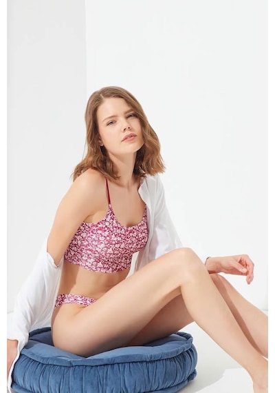 Cottonhill Pembe Çiçek Desenli Ayarlanabilir Askılı Lazer Kesim Kadın Crop Büstiyer Dsn16 Cottonhill Pembe Çiçek Desenli Ayarlanabilir Askılı Lazer Kesim Kadın Crop Büstiyer Dsn16