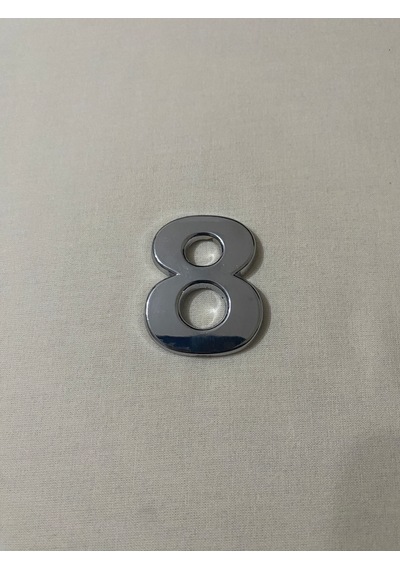 8 Sekiz Numara Yapışkanlı Daire Bina Villa Kapı Numarası Krom Crom 4 Cmx5cm No:8 Plastik