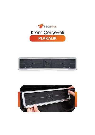 Krom Çerçeveli Plakalık Universal Araç Plaka Çerçevesi Dayanıklı Şık Tasarım 2 Adet