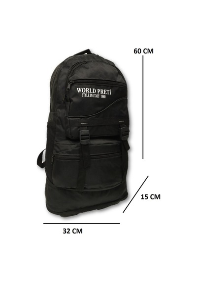 Büyük Sırt Çantası Kamp Çantası Yolcu Çantası 60x32x15 Cm Ebat Siyah