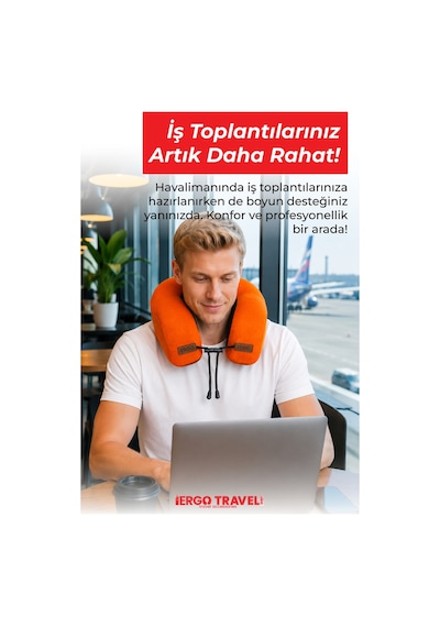 Viscofoam Lux Ortopedik Seyahat Yastığı Visco Boyun Destekli Seyahat Yastığı - Turuncu | Ergo Travel