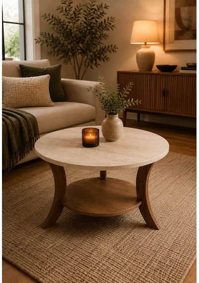 Orta Sehpa Traverten Desen Ceviz 75 Cm Çap - Mdf Ayak 46 Cm Yükseklik Modern Orta Sehpa Ceviz Traverten Traverten - Ceviz Orta Sehpa Traverten Desen Ceviz 75 Cm Çap - Mdf Ayak 46 Cm Yükseklik Modern Orta Sehpa Ceviz Traverten Traverten - Ceviz