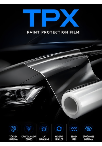 Tpx 7.5 Mil Şeffaf Ppf Kaplama Film Poliüretan Crystal Clear Gloss Boya Koruma Filmi 152 Cm X 2 Metre