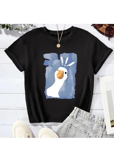 Tarzsokak Curious Duck Baskılı Siyah