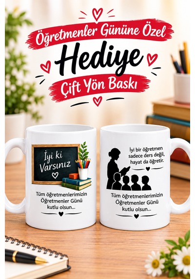 24 Kasım Öğretmenler Günü İçin Anlamlı Kupa Hediyesi Öğretmen İçin Bardak Hediye Beyaz
