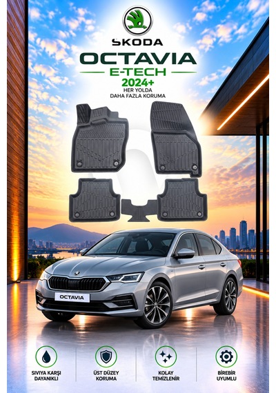 Skoda Octavia 2024+ Aracınıza Özel Üretim Havuzlu Paspas Takımı A+ -mod-