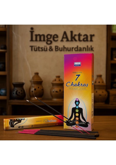 Darshan 7 Chakras Tütsü 1 Paket 20 Çubuk Tütsü Çok Renkli