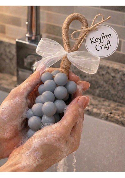 Keyfim Craft El Yapımı Gri Üzüm Tanesi Tasarımlı Banyo Ve Dekoratif Sabun Lavanta