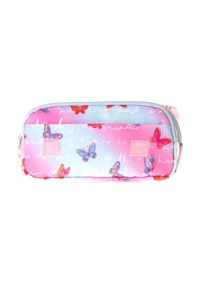 Wow Generation Taşıma Askılı Kız Çocuk Butterfly Baskılı Şık Kalem Çantası Turkuaz - Pembe - W6077