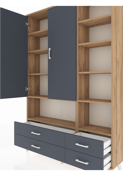 Arges Dolap 10 Raflı 4 Çekmeceli 2 Kapaklı 132x30x195 Çam-antrasit/antrasit Antrasıt/antrasıt Arges Dolap 10 Raflı 4 Çekmeceli 2 Kapaklı 132x30x195 Çam-antrasit/antrasit Antrasıt/antrasıt