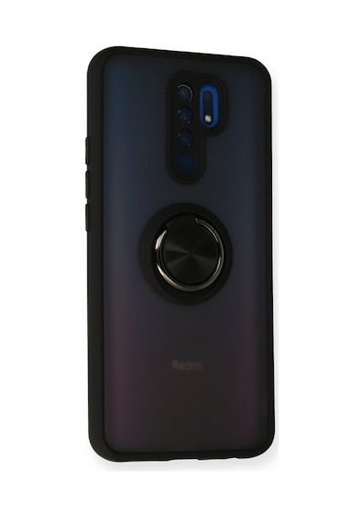 Redmi 9 Kılıf Montreal Yüzüklü Silikon Kapak - Siyah Bz8683140186470
