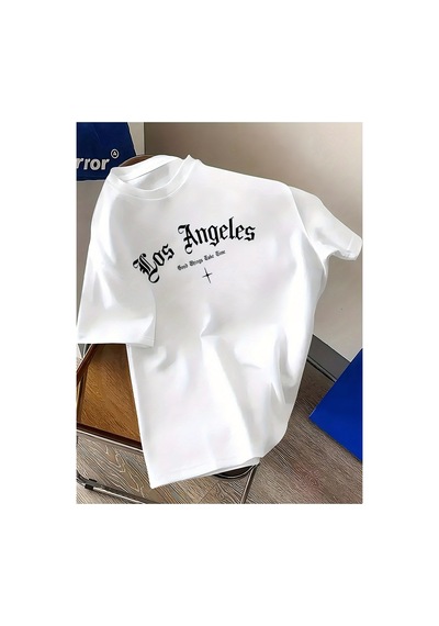 Caddemia Yaz Los Angeles Mektup Baskılı Rahat Gevşek Spor Rahat Yuvarlak Boyun Kısa K Beyaz 2XL Caddemia Yaz Los Angeles Mektup Baskılı Rahat Gevşek Spor Rahat Yuvarlak Boyun Kısa K Beyaz 2XL